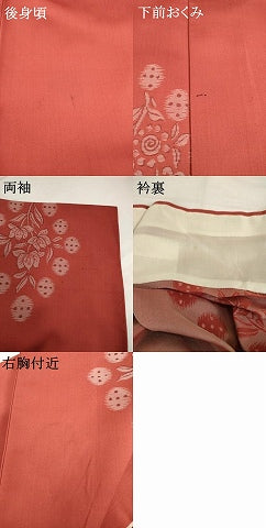 平和屋着物▽上質な紬 単衣 花菱文 正絹 逸品 AABG7254ck