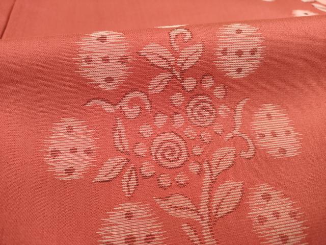 平和屋着物▽上質な紬 単衣 花菱文 正絹 逸品 AABG7254ck