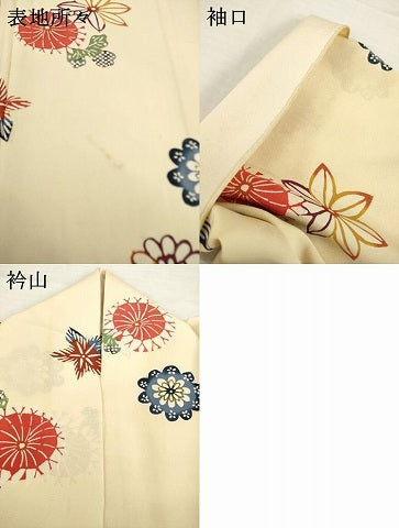 平和屋着物▽上質な小紋　単衣　型染め　舞花文　正絹　逸品　AABG7255ck