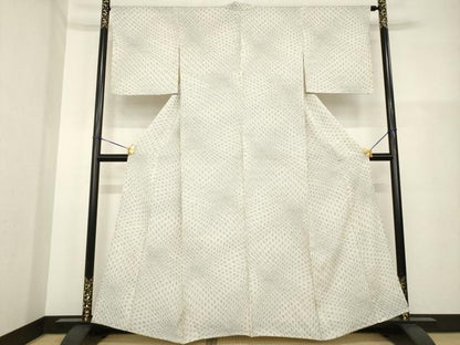 平和屋着物▽上質な小紋 単衣 麻の葉文様 正絹 逸品 AABG7256ck