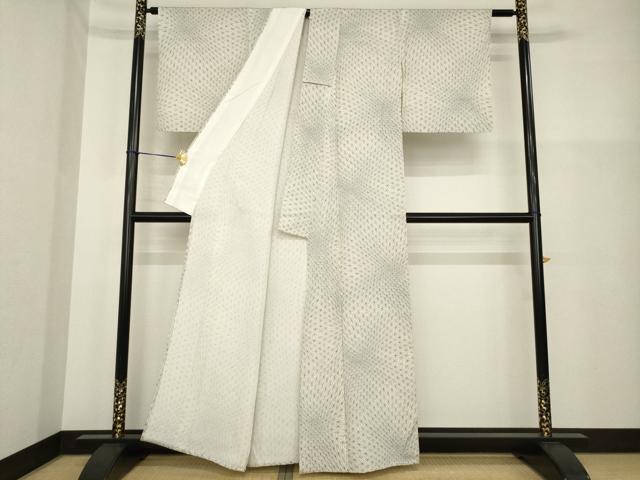 平和屋着物▽上質な小紋 単衣 麻の葉文様 正絹 逸品 AABG7256ck
