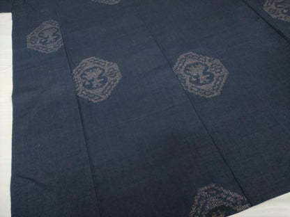 平和屋着物▽結城紬 単衣 80亀甲 有栖川文様 正絹 逸品 AABG7263ck