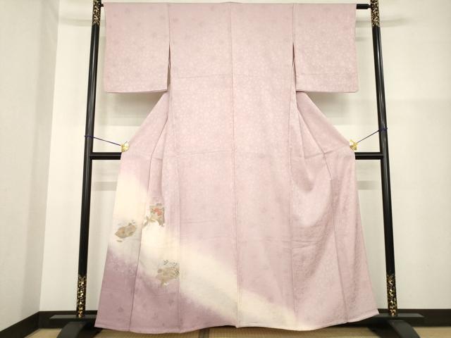 平和屋着物▽訪問着 単衣 中国三大刺繍 スワトウ刺繍 汕頭刺繍 地紙鳳凰花文 暈し染め 金糸 正絹 逸品 AABG7265ck