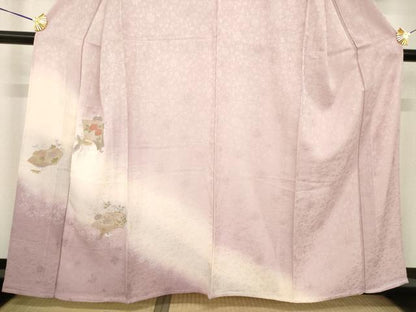 平和屋着物▽訪問着 単衣 中国三大刺繍 スワトウ刺繍 汕頭刺繍 地紙鳳凰花文 暈し染め 金糸 正絹 逸品 AABG7265ck