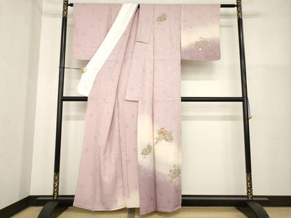 平和屋着物▽訪問着 単衣 中国三大刺繍 スワトウ刺繍 汕頭刺繍 地紙鳳凰花文 暈し染め 金糸 正絹 逸品 AABG7265ck