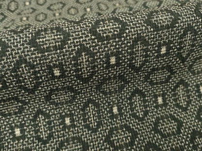 平和屋着物▽本塩沢　単衣　幾何学文様　黒地　正絹　逸品　AABG7266ck