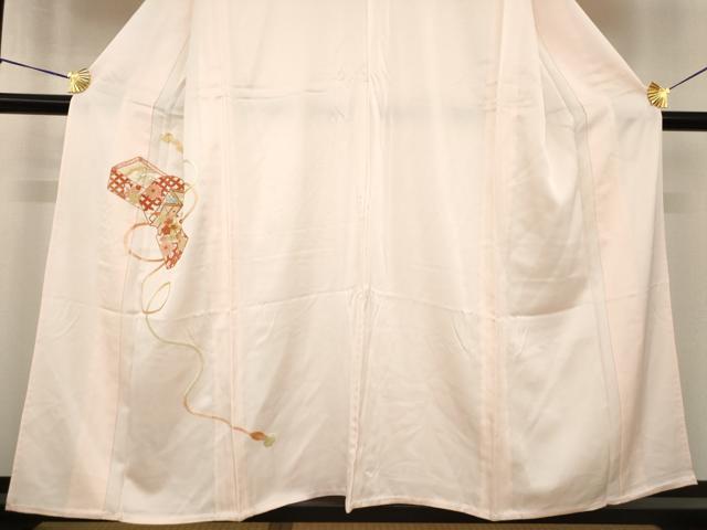 平和屋着物▽訪問着　単衣　中国三大刺繍　相良刺繍　花文箱文　正絹　逸品　AABG7267ck