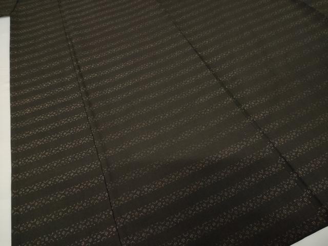 平和屋着物▽上質な紬　単衣　横段文　正絹　逸品　AABG7269ck