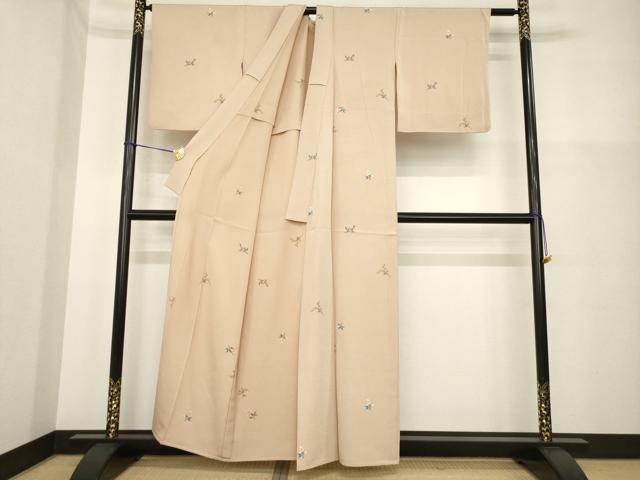 平和屋着物▽上質な小紋　単衣　鮫小紋柄　南天文　正絹　逸品　AABG7272ck