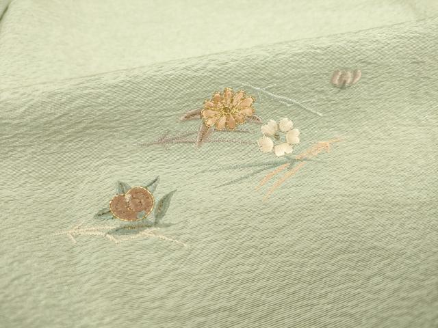 平和屋着物▽豪華色留袖 単衣 総刺繍 舞花文 金糸 正絹 逸品 AABG7273ck