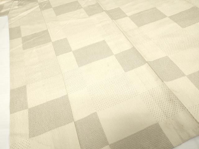 平和屋着物▽本塩沢 単衣 110亀甲 市松文 正絹 逸品 AABG7274ck