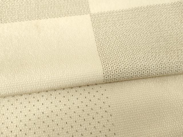 平和屋着物▽本塩沢 単衣 110亀甲 市松文 正絹 逸品 AABG7274ck