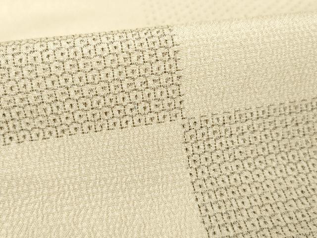 平和屋着物▽本塩沢 単衣 110亀甲 市松文 正絹 逸品 AABG7274ck