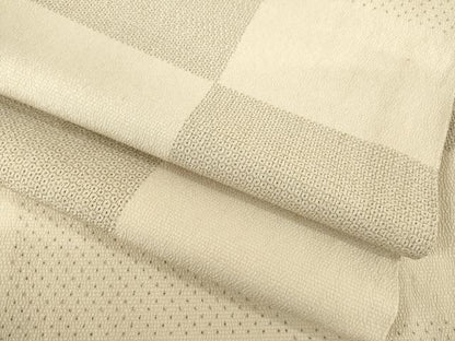平和屋着物▽本塩沢 単衣 110亀甲 市松文 正絹 逸品 AABG7274ck
