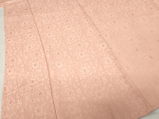 平和屋着物▽上質な色無地 単衣 花蔦草地紋 ときがら茶色 正絹 逸品 AABG7278ck