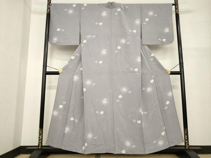 平和屋着物▽上質な小紋 単衣 辻が花 舞花丸文 正絹 逸品 AABG7279ck