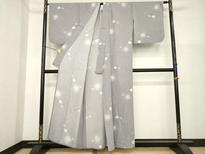 平和屋着物▽上質な小紋 単衣 辻が花 舞花丸文 正絹 逸品 AABG7279ck