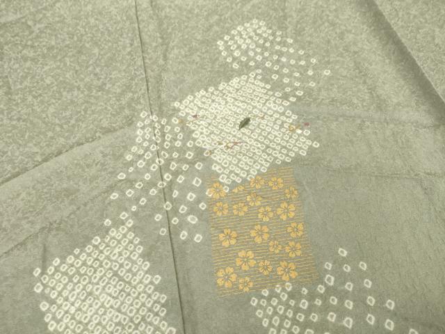 平和屋着物▽訪問着 単衣 絞り 刺繍 色紙花文 金彩 正絹 逸品 AABG7280ck