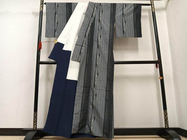 平和屋着物●上質な紬　間道　正絹　逸品　AABG7282ph