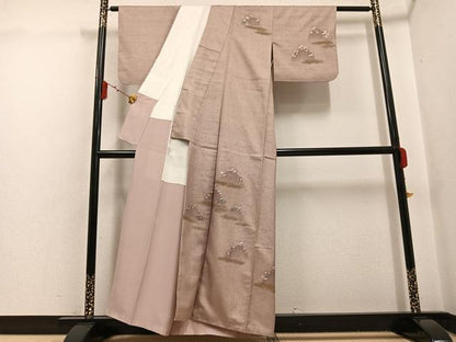 平和屋着物●訪問着　紬地　樹林文　暈し染め　金彩　正絹　逸品　AABG7284ph