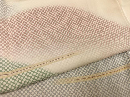 平和屋着物●訪問着　刺繍　遠山文　暈し染め　金糸　ロング丈　正絹　逸品　未使用　AABG7285ph
