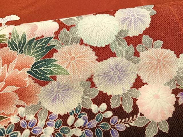 平和屋着物●豪華振袖　貝桶花文　暈し染め　金彩　正絹　逸品　AABG7287ph
