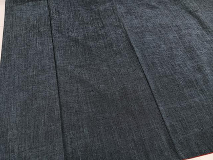 平和屋着物●上質な紬　色無地　鉄御納戸色　正絹　逸品　AABG7295ph