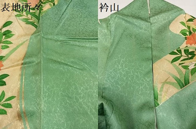 平和屋着物●訪問着　草花文　金彩　正絹　逸品　AABG7298ph