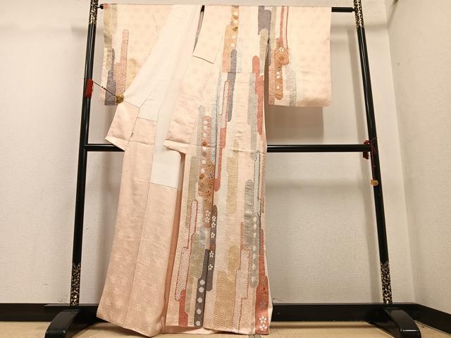 平和屋着物●創業460年・千總　訪問着　駒刺繍　絞り　花間道　金彩　高島屋扱い　正絹　逸品　AABG7299ph