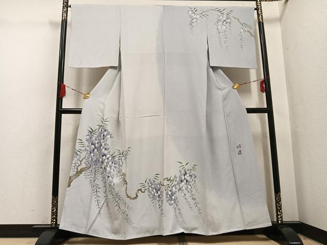 平和屋着物●訪問着　友禅　作家物　修作　藤花房　金彩　正絹　逸品　AABG7300ph