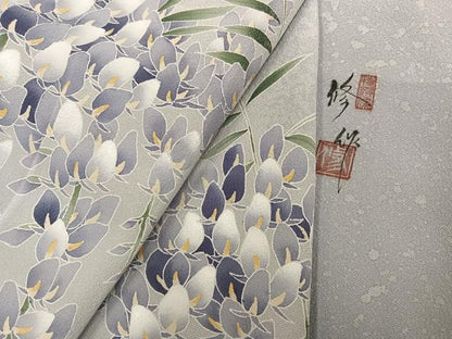 平和屋着物●訪問着　友禅　作家物　修作　藤花房　金彩　正絹　逸品　AABG7300ph