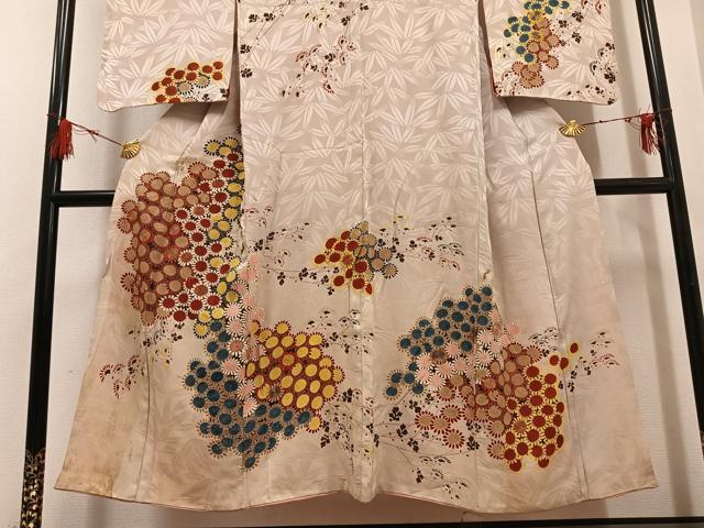 平和屋着物●アンティーク　大正ロマン　訪問着　草花文　正絹　逸品　AABG7301ph