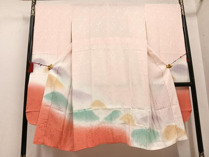 平和屋着物●振袖用長襦袢　無双仕立て　遠山　桜花弁地紋　正絹　逸品　AABG7306ph