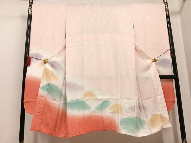 平和屋着物●振袖用長襦袢　無双仕立て　遠山　桜花弁地紋　正絹　逸品　AABG7306ph