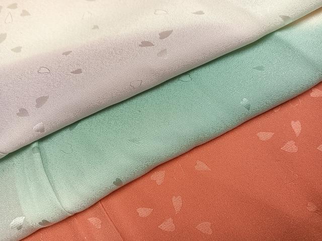 平和屋着物●振袖用長襦袢　無双仕立て　遠山　桜花弁地紋　正絹　逸品　AABG7306ph
