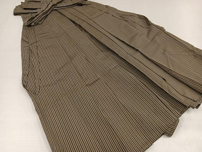 平和屋着物●男性　馬乗り袴　縞　正絹　逸品　AABG7308ph