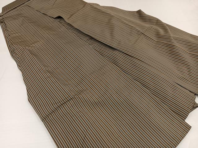 平和屋着物●男性　馬乗り袴　縞　正絹　逸品　AABG7308ph