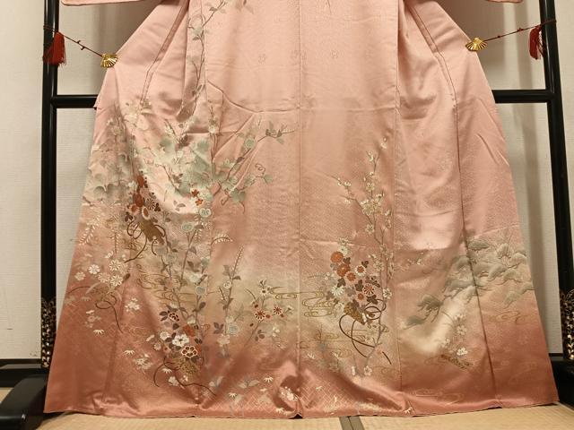 平和屋着物●訪問着　花筏文　暈し染め　金彩　正絹　逸品　AABG7311ph