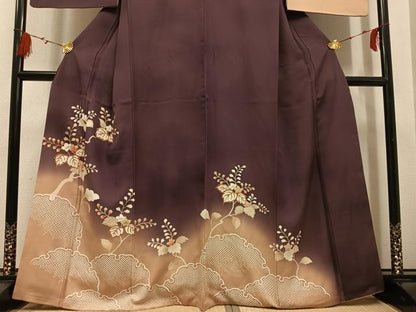 平和屋着物●訪問着　駒刺繍　雪輪桐文　暈し染め　金彩　正絹　逸品　AABG7312ph