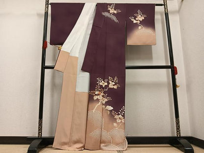 平和屋着物●訪問着　駒刺繍　雪輪桐文　暈し染め　金彩　正絹　逸品　AABG7312ph