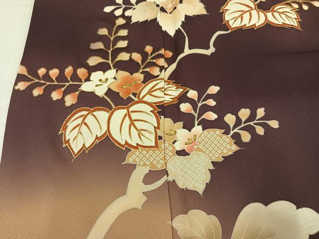 平和屋着物●訪問着　駒刺繍　雪輪桐文　暈し染め　金彩　正絹　逸品　AABG7312ph