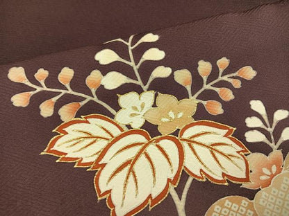 平和屋着物●訪問着　駒刺繍　雪輪桐文　暈し染め　金彩　正絹　逸品　AABG7312ph