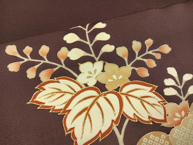 平和屋着物●訪問着　駒刺繍　雪輪桐文　暈し染め　金彩　正絹　逸品　AABG7312ph