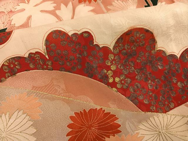 平和屋着物●アンティーク　大正ロマン　訪問着　地紙花文　金彩　正絹　逸品　AABG7313ph