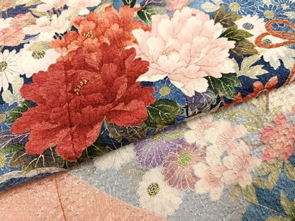 平和屋着物●豪華振袖　檜扇草花文　金彩　正絹　逸品　AABG7314ph