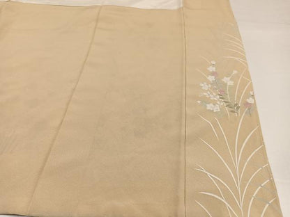 平和屋着物●訪問着　友禅　駒刺繍　草花文　さが美扱い　正絹　逸品　AABG7315ph