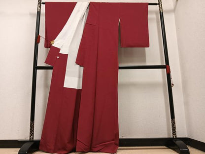 平和屋着物●上質な色無地　蘇芳色　正絹　逸品　AABG7316ph