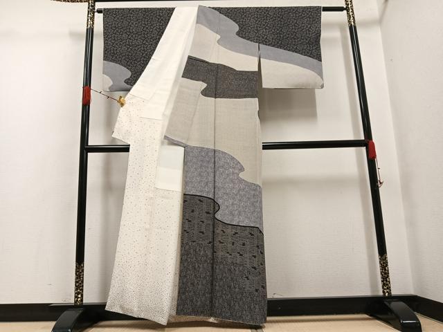 平和屋着物●小紋師 鷲津芳雄　江戸小紋　訪問着　寄せ小紋柄　正絹　逸品　AABG7321ph