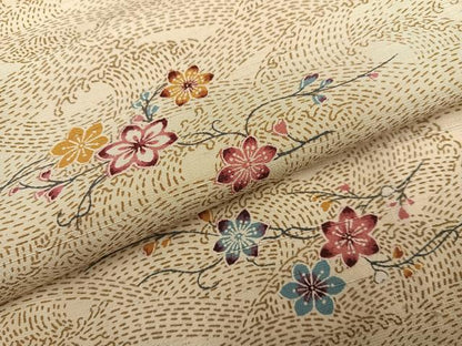 平和屋着物●上質な小紋　紬地　型染め　舞花文　正絹　逸品　AABG7325ph