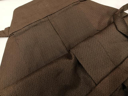 平和屋着物●男性　馬乗り袴　黒茶色　正絹　逸品　AABG7328ph